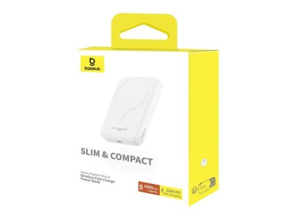 1423461 baseus power bank magnetic mini magsafe compatible 20w 6000 mah with type c cable 0 30m white eu p10059002223 00