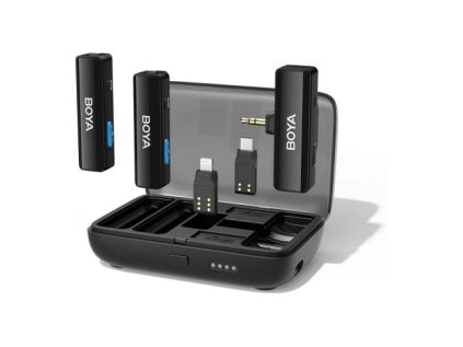 1405935 boya microphone wireless all in one 2 4ghz 1 receiver and 2 transmitter ultra long battery life black eu
