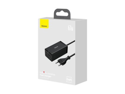 1423542 baseus travel charger gan5 pro fast charger c c u hdmi with power cable 1 5m type c to type c cable 1m 100w 40gb s black eu ccgp110201