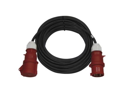 3-phase outdoor extension cable 25 m / 1 socket / black / rubber / 400 V / 2.5 mm2