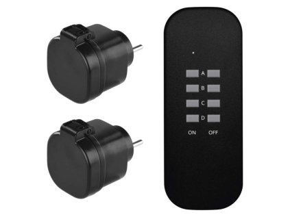 Remote controlled sockets IP44, black