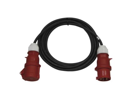 3-phase outdoor extension cable 20 m / 1 socket / black / rubber / 400 V / 4 mm2