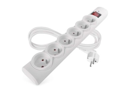 Surge protector - 6 sockets, 1.5 m, white