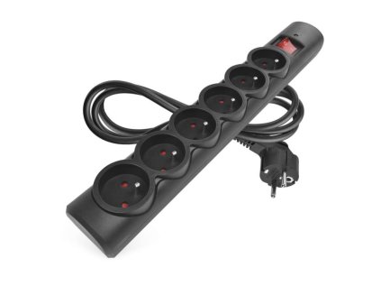 Surge protector - 6 sockets, 1.5 m, black
