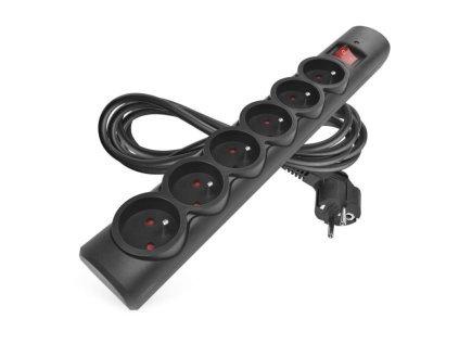 Surge protector - 6 sockets, 3 m, black