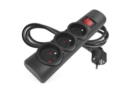 Surge protector - 3 sockets, 1.5 m, black