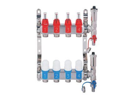 Stainless steel square manifold with automatic venting - 4 way