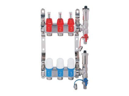 Stainless steel square manifold with automatic venting - 3 way