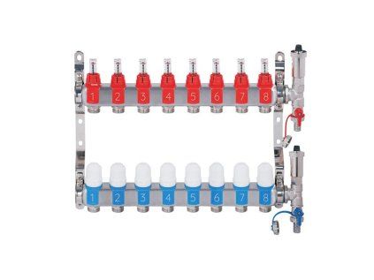 Stainless steel square manifold with automatic venting - 8 way