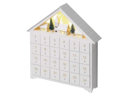 87227 3 led adventny kalendar dreveny 35x33 cm 2x aa vnutorny tepla biela casovac