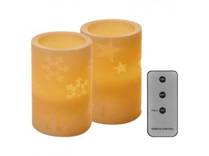 LED decoration - 2× wax candle, 12,5 cm, 2× AA, controller, timer