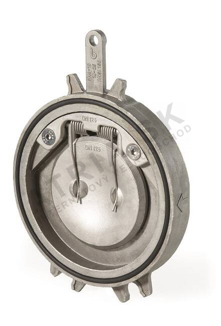 46139 medziprirubova vodorovna spatna klapka seria m6 nerez s pruzinou dn 100 l 23 5mm