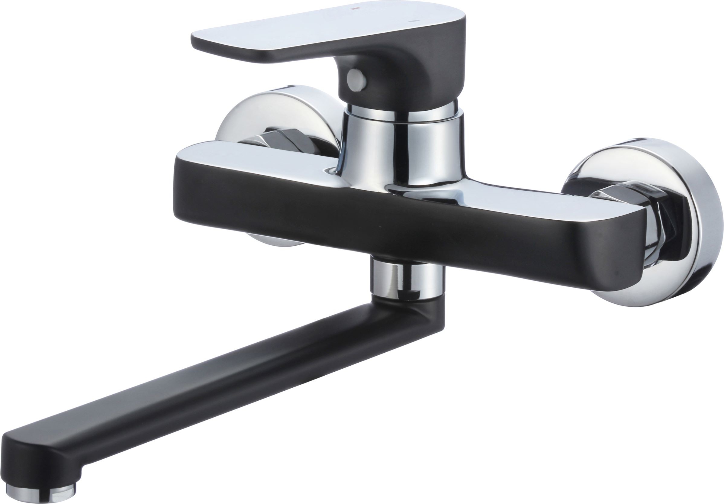 137670 wall mounted kitchen mixer senja black chrome