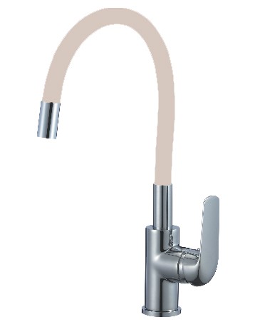 137712 kitchen mixer emma flex with beige spout chrome plated
