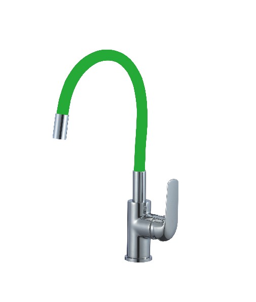 137727 kitchen mixer emma flex with green spout chrome plated