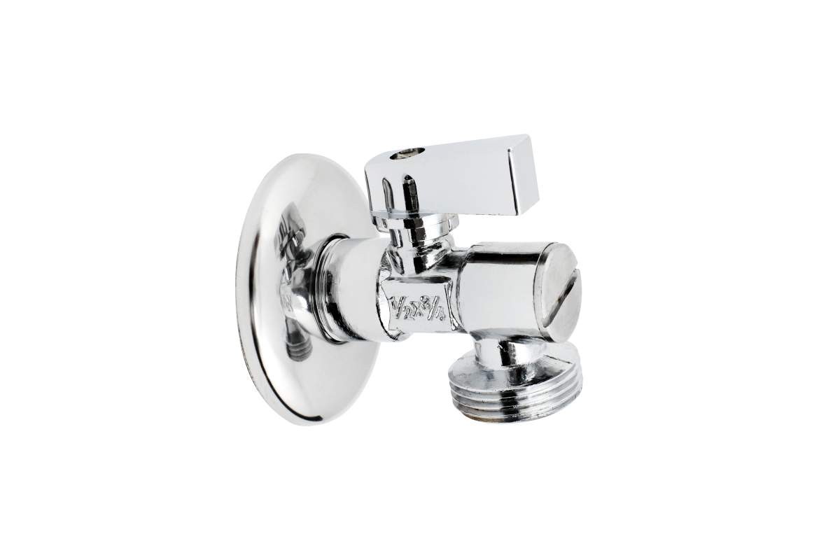 Angle ball valve with filter and rosette 1/2-3/4"