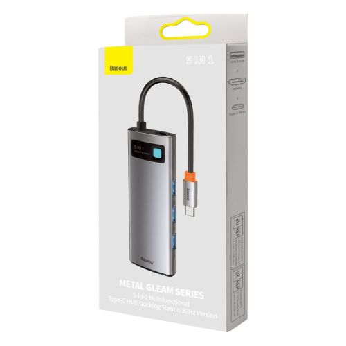 828812 baseus hub metal glam series 5 in 1 3xusb a 3 0 type c male type c female hdmi a gray eu wkwg020013