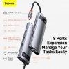 828821 10 baseus hub metal gleam series 8 in 1 multifunctional type c to pd 4k hd usb3 0 docking station gray cahub cv0g