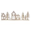 Wooden LED decoration - village, 60 cm, 2x AA, warm white, timer