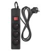 Surge protector - 3 sockets, 1.5 m, black