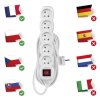 Extension cable 5 m / 5 sockets / with switch / white / PVC / 1.5 mm2
