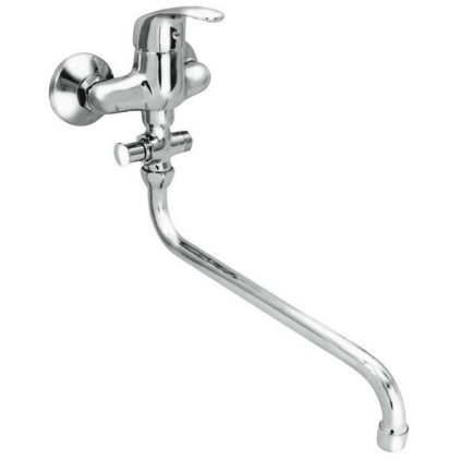 falra szerelhető kádcsaptelep a lakossági maghoz, cső alakú 30 cm-es kifolyókarral, tartozékok nélkül, távolság 100 mm, ZORA