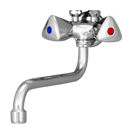 HAKL 001 háromutas, alacsony nyomású falra szerelhető mosogató csaptelep PM classic fűtőtestekhez, 12 cm-es fogantyú