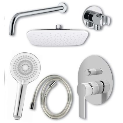 293880 5 set podomietkovej sprchovej baterie pre 2 odberne miesta a sprchoveho prislusenstva ventura biela chrom