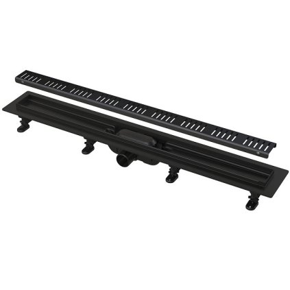 320397 simple podlahovy zlab s okrajom pre perforovany rost 650mm matny cierny plast