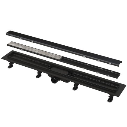 Padlócsatorna éllel kétoldalas rostélyhoz, 550mm, SIMPLE, fekete szőnyeg