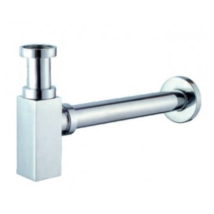 Mosdó poliszifon, négyzet, DN 32, 5/4", sárgaréz, króm, Aquaristo