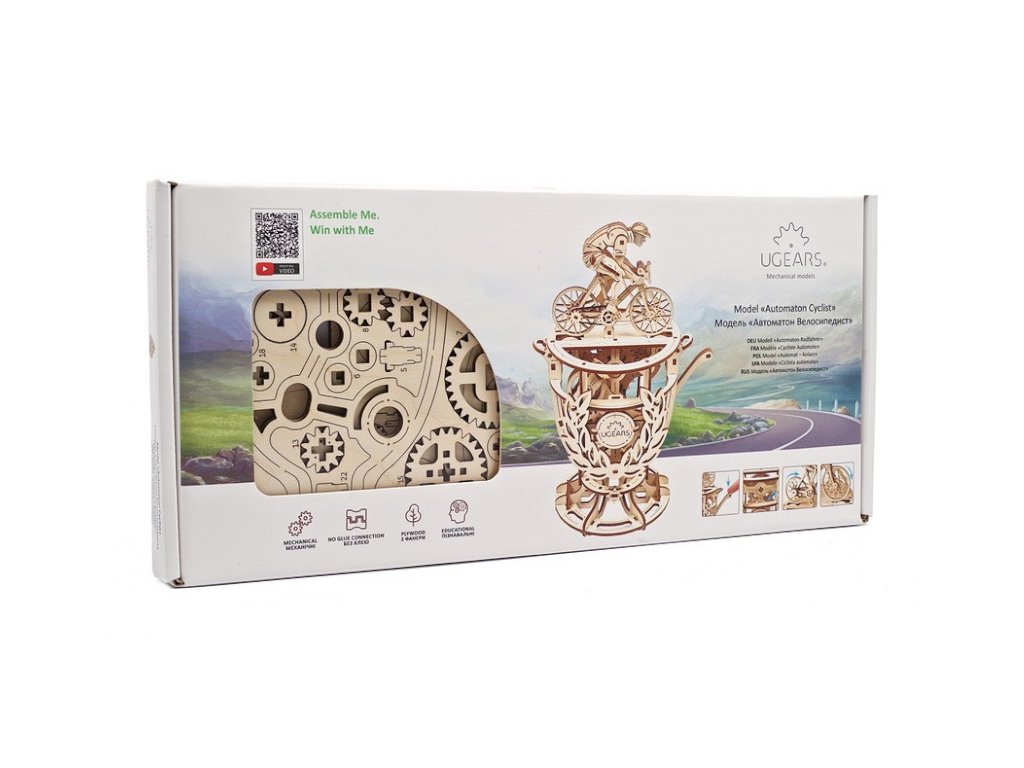 Ugears 3D drevené mechanické puzzle Samohybný cyklista