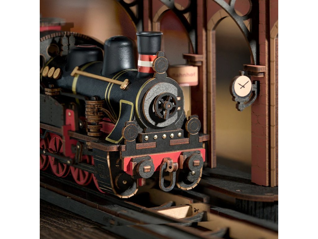 RoboTime 3D drevená skladačka Vintage parná lokomotíva