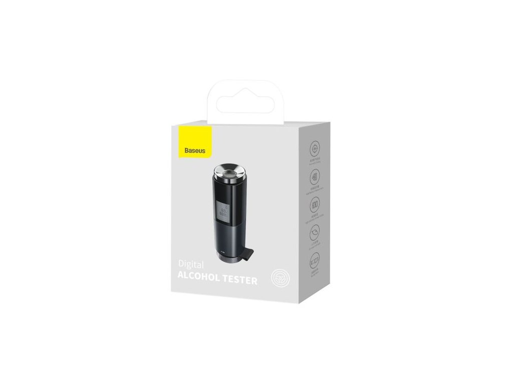 Baseus Car Tool Alcohol Breathalyser Breathless Series, PD 5V (with USB - Type-C 1m cable), Black (CRCX-01)