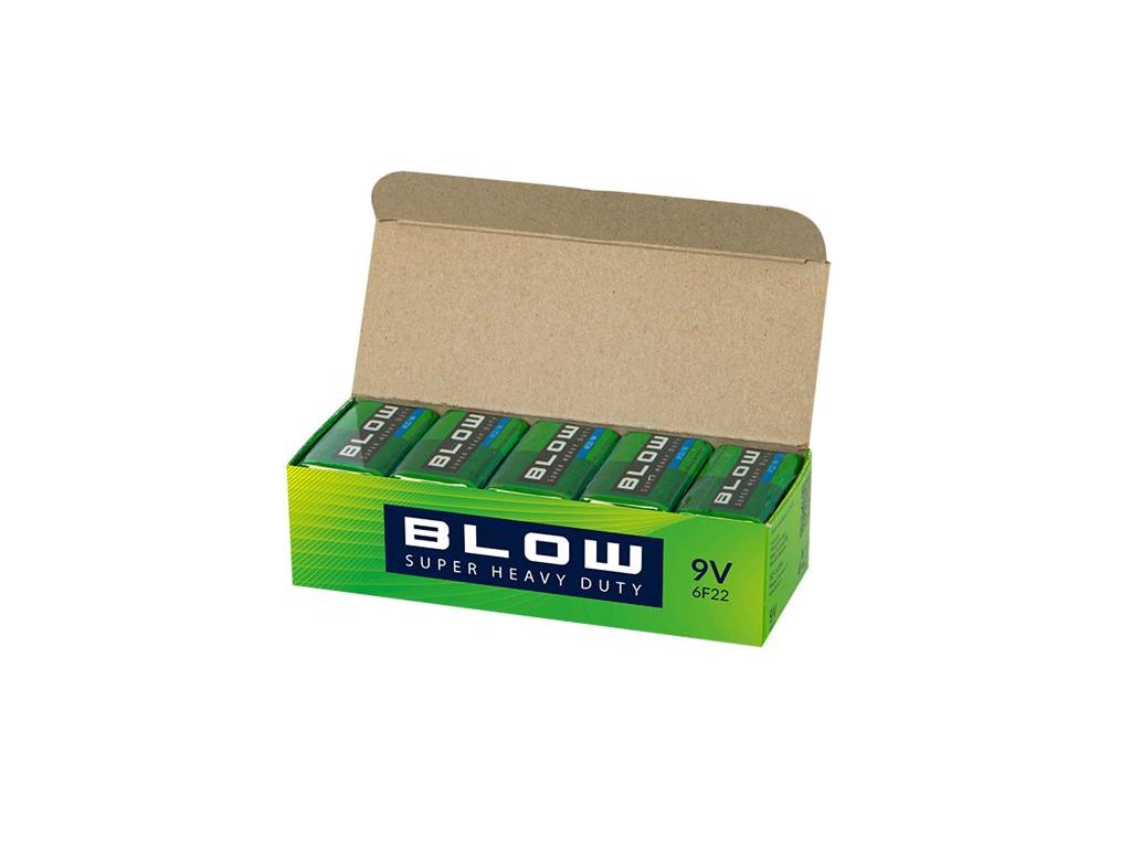 Batéria 9V (6LR61) Zn-Cl BLOW Super Heavy Duty 10x 1ks / blister