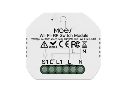Smart ovládač osvetlenia MOES Switch Module MS-104 Bluetooth WiFi Tuya