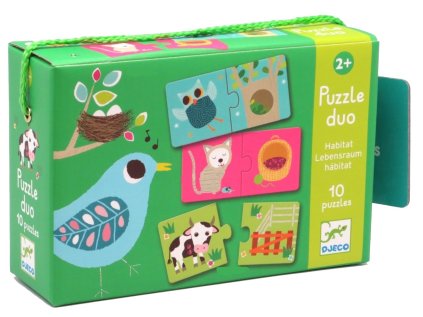 DJECO Puzzle Zvířecí domečky 12x2 dílků