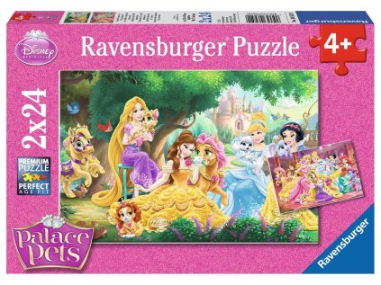 RAVENSBURGER Puzzle Disney princezny a jejich mazlíčci 2x24 dílků