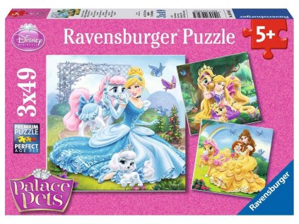 RAVENSBURGER Puzzle Disney princezny a jejich mazlíčci 3x49 dílků