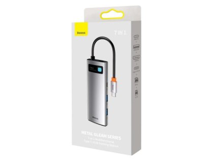 Baseus HUB Metal Gleam series 7-in-1 Multifunctional (Type-C to 2x USB 3.0, PD 100W / HDMI 4K 30Hz / RJ45 1Gbps, Type-C basic) Gray (WKWG020113)