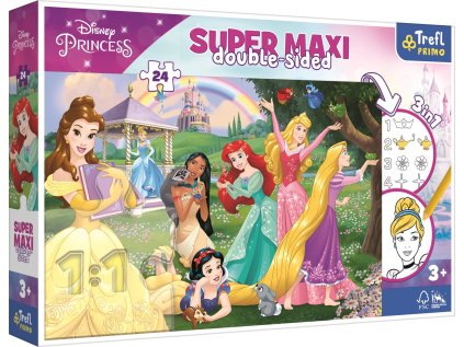 TREFL Oboustranné puzzle Veselé princezny SUPER MAXI 24 dílků