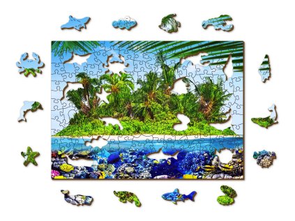WOODEN CITY Dřevěné puzzle Exotický ostrov pokladů 2v1, 200 dílků EKO