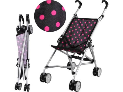 PIXINO Dětský kočárek pro panenky, černorůžová