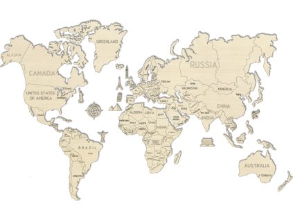 WOODEN CITY Dřevěná mapa světa velikost XL (120x80cm)