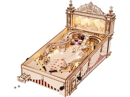 ROBOTIME Rokr Svítící 3D dřevěné puzzle Hrací automat: Pinball 482 dílků
