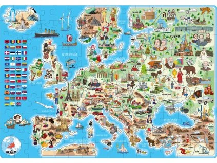 puzzle mapa evropy 160 dilku 166642