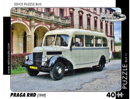 RETRO-AUTA Puzzle BUS č.11 Praga RND (1949) 40 dílků