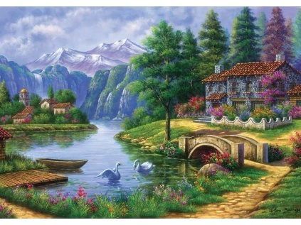 puzzle vesnice u jezera 1500 dilku 118841