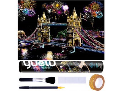 NORIMPEX Škrabací obrázek Londýn Tower Bridge 75x52cm
