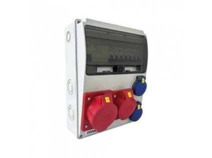 Zásuvková skriňa 11M 16A 5p, 32A 5p, 2x230V - 11 modulov s ističmi a chráničom - 6kA